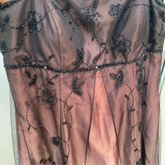 Vintage 90s Whimsygoth Plum & Black Ombré Beaded Prom Dress Size 16 - Picture 4 of 9